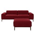 Sofa Chariot (2,5-Sitzer mit Hocker) Webstoff - Weinrot