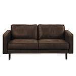 Canapé 2 places FORT DODGE Aspect cuir vieilli - Microfibre Yaka: Marron - Sans fonction couchage