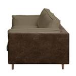 Canapé Kofi (3 places) Aspect cuir antique - Tissu - Marron / Taupe