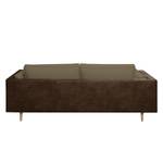 Canapé Kofi (3 places) Aspect cuir antique - Tissu - Marron / Taupe