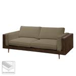 Canapé Kofi (3 places) Aspect cuir antique - Tissu - Marron / Taupe