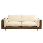 Sofa Kofi (3-Sitzer) Antiklederlook / Webstoff - Nougat / Creme