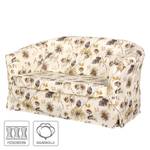 Sofa Philipp mit Husse 2-Sitzer - Webstoff geblümt - Creme / Braun