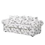 Canapé Red Rose (3 places) Tissu motif floral blanc / noir