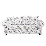 Canapé Red Rose (3 places) Tissu motif floral blanc / noir