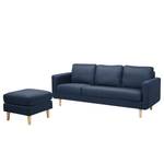 Sofa Wyke IV (3-Sitzer mit Hocker) Flachgewebe - Dunkelblau - Dunkelblau