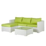 Lounge Sitzgruppe White Comfort (3-teilig) - Polyrattan/Textil - Weiß/Kiwi