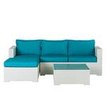 Tuinmeubelset Paradise Lounge (3-delige set) - polyrotan / textiel - wit / turquoise