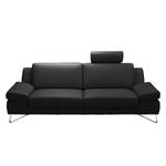 Sofa Silvano (2,5-Sitzer) Kunstleder Schwarz - Kopfstütze verstellbar