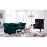 Sofa Upperclass (2-Sitzer) Samt Samtstoff - Petrol - 4 Kissen