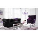 Sofa Upperclass (2-Sitzer) Samt Samtstoff - Schwarz - 4 Kissen