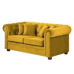 Sofa Upperclass (2-Sitzer) Samt Gelb - 4 Kissen