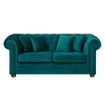 Sofa Upperclass (2-Sitzer) Samt Samtstoff - Petrol - 4 Kissen