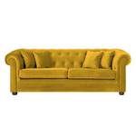 Sofa Upperclass (3-Sitzer) Samt Gelb - 4 Kissen