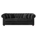 Sofa Upperclass (3-Sitzer) Samt Schwarz - 4 Kissen