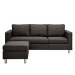 Sofa Wyke (3-Sitzer mit Hocker) Webstoff Braungrau