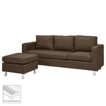 Sofa Wyke (3-Sitzer mit Hocker) Webstoff Nougat