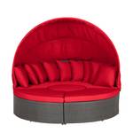 Salon de jardin Premium Paradise Lounge Polyrotin - Cadre en aluminium - Gris / Rouge