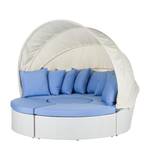 Loungebank White Comfort (4-delig) van polyrotan/stof - in wit/blauw