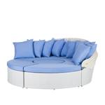 Salon de jardin modulable White Comfort 4 éléments - Polyrotin et tissu - Blanc / Bleu