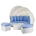 Sonneninsel White Comfort (4-teilig) aus Polyrattan/Stoff - in Weiß/Blau