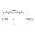 Parasol Ibiza staal/polyester wit/goudgeel diameter: 240cm