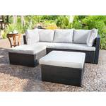 Loungesofa Anda (3-teilig) Webstoff / Polyrattan - Hellgrau / Schwarz