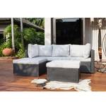 Loungesofa Anda (3-teilig) Webstoff / Polyrattan - Hellgrau / Schwarz