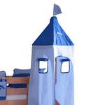Spielbett Alex Buche massiv klar lackiert - Inklusive Rutsche, Turm & Textilset in Blau mit Delfin