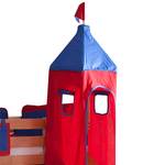 Kinderbed Alex houtkleurig - rondom beveiligd - blauw/rood