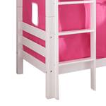Spielbett Beni mit Rutsche, Vorhang, Turm und Tasche - Buche massiv weiß lackiert/Textil pink-herz