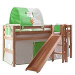 Spielbett Eliyas mit Rutsche, Vorhang, Tunnel und Tasche Buche natur/Textil Indianer