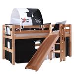 Spielbett Eliyas mit Rutsche, Vorhang, Tunnel und Tasche Buche natur/Textil Pirat