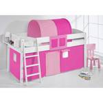 Spielbett IDA- Kiefer massiv Weiß/Rosa-Pink - mit Rutsche