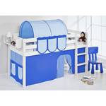 Spielbett JELLE Blau Hochbett LILOKIDS - mit Vorhang - weiß - 90 x 190 cm