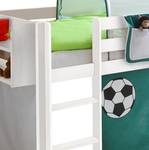 Lit ludique Kasper Goal Pin massif Blanc / Vert Avec tunnel, matelas et sommier