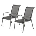 Chaises empilables Linu (lot de 2) Aluminium / Textilene Anthracite Noir