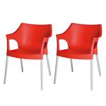 Chaises empilables Pole (lot de 2) Plastique / Aluminium - Rouge / Couleur chrome