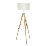 Lampadaire Tripod Lantada Tissu / Hêtre massif - 1 ampoule - Beige / Hêtre clair