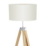 Lampadaire Tripod Lantada Tissu / Hêtre massif - 1 ampoule - Beige / Hêtre clair