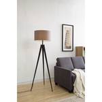 Lampadaire Tripod Asmo Fer / Tissu - 1 ampoule - Gris / Noir