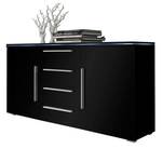 Buffet Stripe Avec 2 portes et 4 tiroirs - Noir brillant