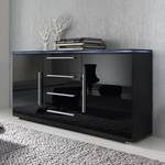 Buffet Stripe Avec 2 portes et 4 tiroirs - Noir brillant