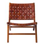 Sedia BOURBOURG Vera pelle / Teak massello - Marrone / Teak