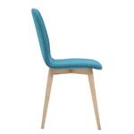 Chaises rembourrées Helvig I (lot de 2) Tissu / Chêne massif - Tissu Vesta : Bleu pétrole