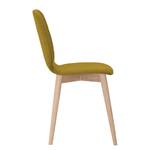 Chaises Helvig III (lot de 2) Tissu / Chêne massif - Tissu Vesta Rouge - Tissu Vesta : Jaune