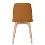 Chaises Helvig II (lot de 2) Cuir véritable / Chêne massif - Cuir véritable Alvar Rouge - Cuir véritable Alvar : Cognac