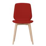 Chaises Helvig II (lot de 2) Cuir véritable / Chêne massif - Cuir véritable Alvar Rouge - Cuir véritable Alvar : Rouge