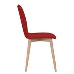 Gestoffeerde stoelen Helvig IV echt leer/massief eikenhout - Echt leer Alvar: Rood