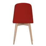 Chaises Helvig IV (lot de 2) Cuir véritable / Chêne massif - Cuir véritable Alvar Rouge - Cuir véritable Alvar : Rouge